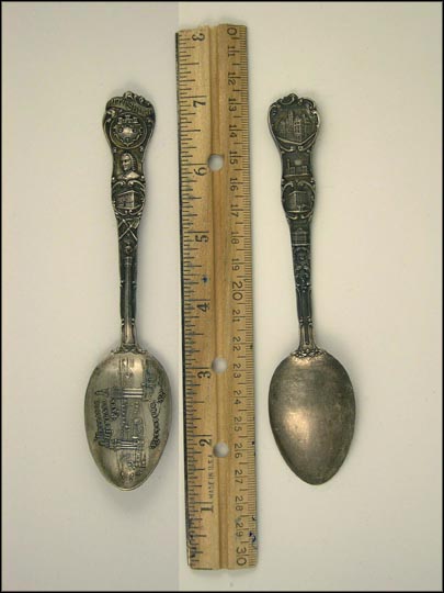 Entrance, Highland Park; Fort Pitt, William Pitt, City Seal, Post Office,... Souvenir Spoon MAIN