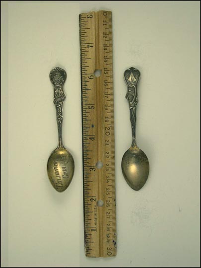 City Seal, Workers, Tee Pee, Canoe, Colorado Springs, Colorado Souvenir Spoon MAIN