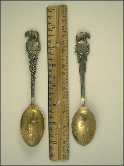 Cut Out Bear, State Seal, Grapes, Golden Gate, W.S. Grattan Secretary,... Souvenir Spoon MAIN