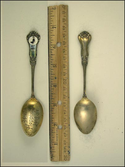 Enameled Black Cat and Cat Tails, Health Happiness Long Life Souvenir Spoon MAIN