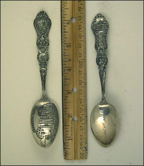 San Gabriel Mission, Santa Barbara Mission, State Seal, State Capitol,... Souvenir Spoon MAIN