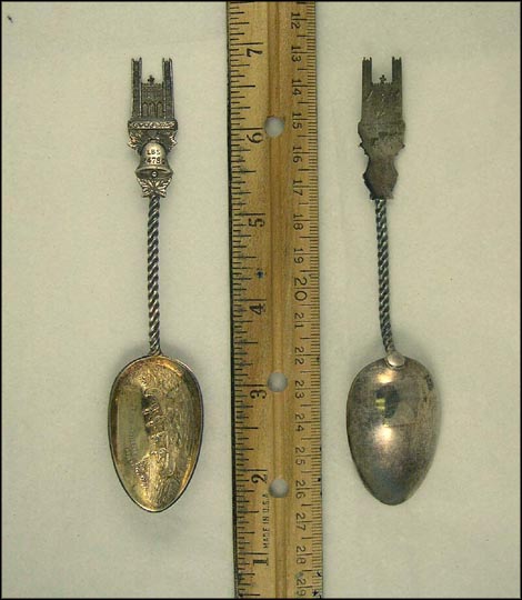 Notre Dame, Bell, Indians Shooting Rapids Souvenir Spoon MAIN