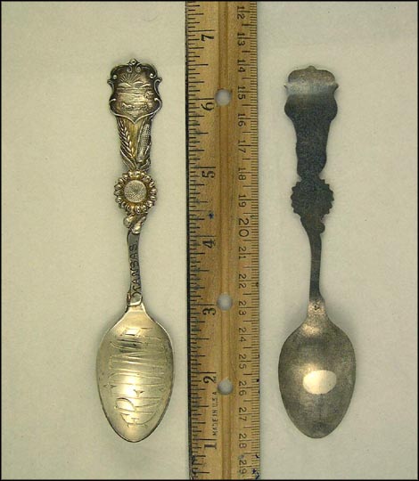 Sunflower, State Seal, Fredonia, Kansas Souvenir Spoon MAIN