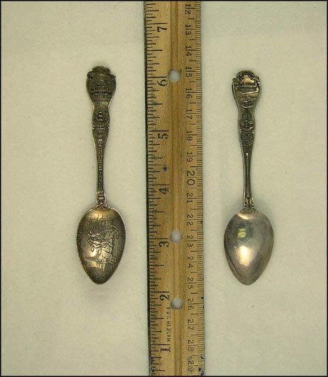 Paul Revere's Ride, April 18, 1775, Beans, The Hub, Washington Elm Cambridge,... Souvenir Spoon MAIN