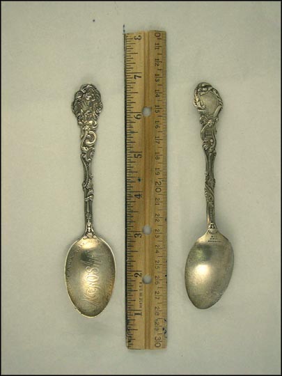 Cherubim Playing Harp, Scroll, Kenosha, Wisconsin Souvenir Spoon MAIN