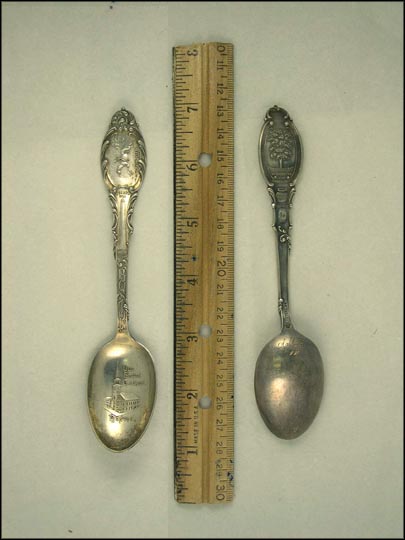 Old South Church, Bunker Hill, Paul Revere 1775, Washington Elm Cambridge,... Souvenir Spoon MAIN
