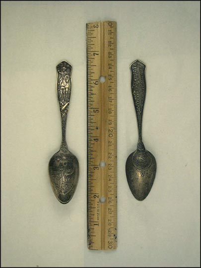 People Getting on Ships, Man on Horse, New Amsterdam 1656 Souvenir Spoon MAIN