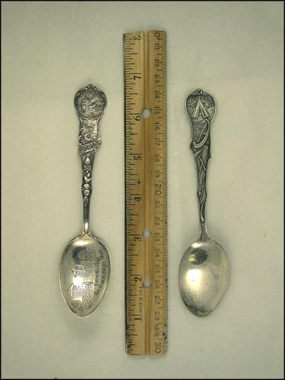 State Seal, Alligator Around Palm Tree, City Gates, Canoe, Teepee, St. Augustine, Florida Souvenir Spoon MAIN