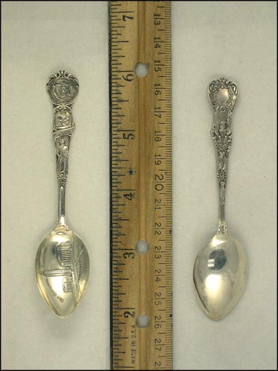 New Municipal Buildings, Bunker Hill Monument, Plymouth Rock, State Seal, Springfield, Massachusetts Souvenir Spoon MAIN