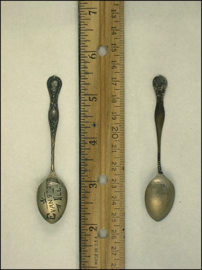 Engraved Bowl, Evanston, Illinois Souvenir Spoon MAIN