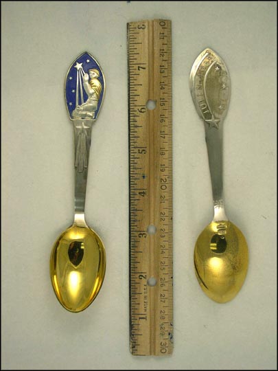 Julen 1935, Enameled Shepherd with Lamb Looking at Star Souvenir Spoon MAIN