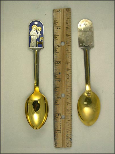 Jul 1934, Enameled Holy Mother and Child Souvenir Spoon MAIN