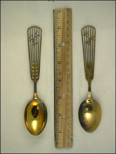 Julen1937, Enamled Birds Flying Through Cut Outs Souvenir Spoon MAIN