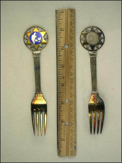 Jul 1931, Cut Out Enameled Star of Bethlehem Fork Souvenir Spoon MAIN