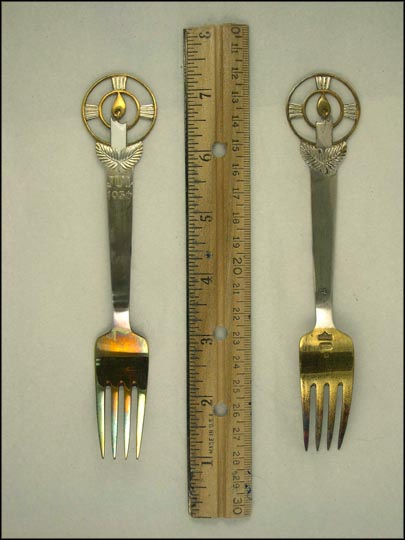 Jul 1936, Enameled Cut Out Candle Fork Souvenir Spoon MAIN