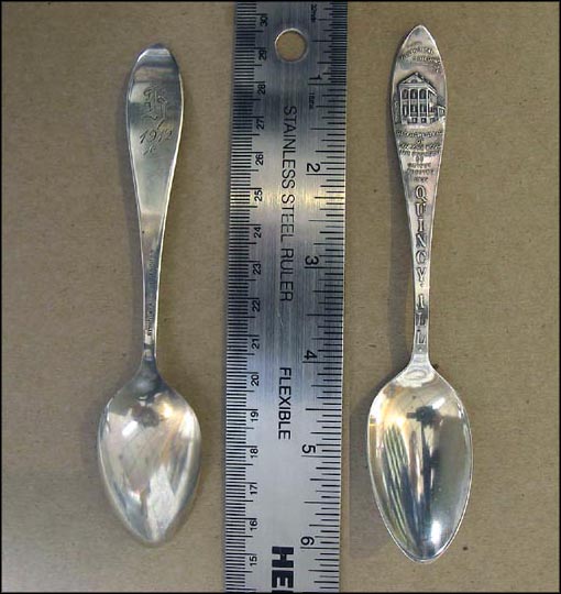 Etched High School, Warren, Illinois Souvenir Spoon MAIN