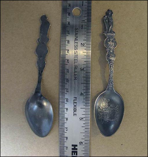 Donkey Carrying Supplies, Native American on Horse, Miner, Colorado Souvenir Spoon MAIN