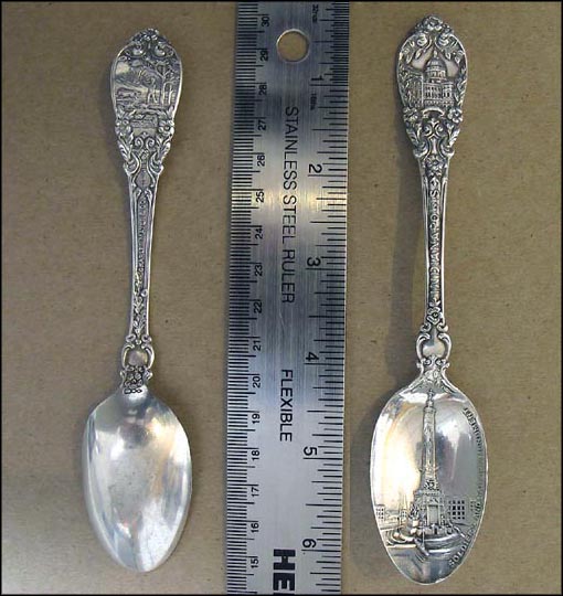 Soldiers and Sailors Monument, Capitol Building, State Seal, Indianapolis, Indiana Souvenir Spoon MAIN