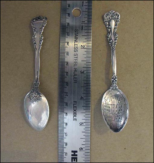 Etched Bowl, Church, Blandford, Massachusetts Souvenir Spoon MAIN