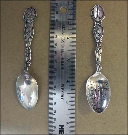 Life Saving Station, Lighthouse, Boat, Sea life , Atlantic City, New Jersey Souvenir Spoon MAIN