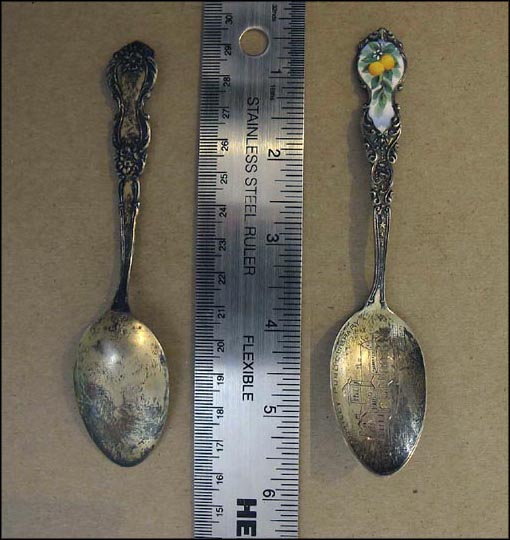 Enameled Oranges, A.K. Smiley Public Library, Redlands, California Souvenir Spoon MAIN