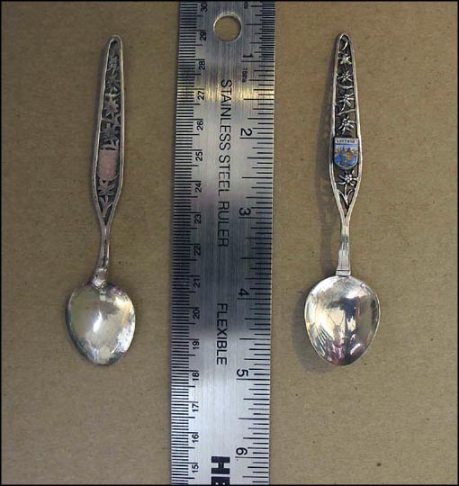 800 Silver, Enemeled City Scene, Cut Out Flowers, Lucerne, Switzerland Souvenir Spoon MAIN