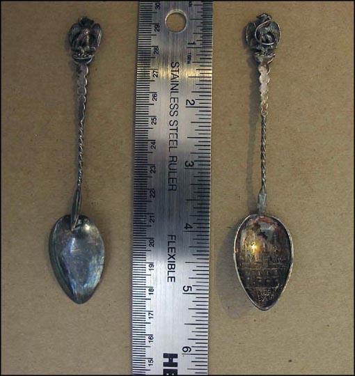 Etched Mexico Cathedral, 800 Silver, Cut Out Bird Souvenir Spoon MAIN