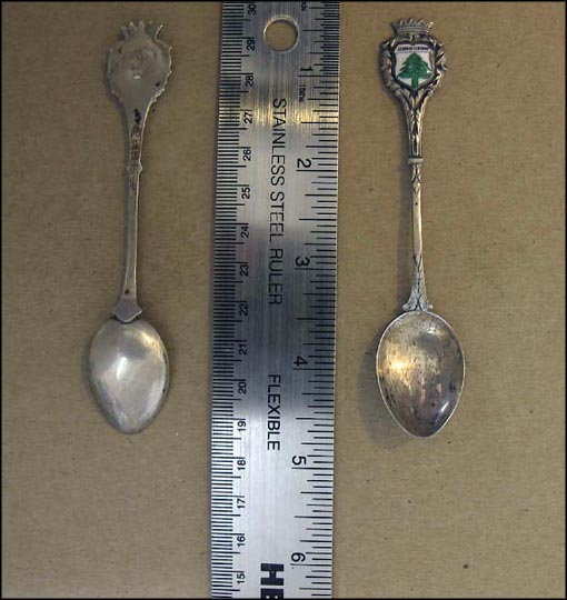Enameled Cedar Tree, 800 Silver Souvenir Spoon MAIN
