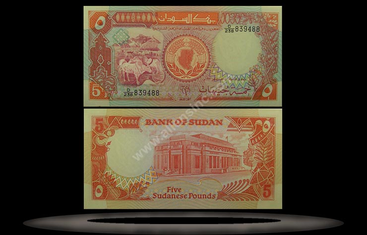 Sudan Banknote, 5 Pounds, 1991, P#45 MAIN