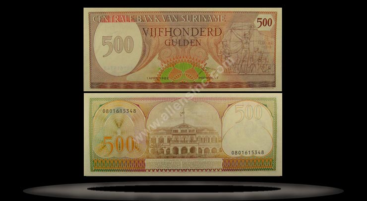 Suriname Banknote, 500 Gulden, 1.4.1982, P#129 MAIN