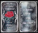 Happy Birthday 1974 - June, Rose - enameled' Art Bar by Ceeco Mint. THUMBNAIL