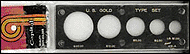 Capital Plastics #415A, US Gold Type Set $20, $10, $5, $2 1/2, Large $1, Black THUMBNAIL