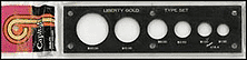 Capital Plastics #416A, Liberty Gold Type Set $20, $10, $5, $2 1/2, Large $1, Small $1, Black THUMBNAIL