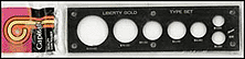 Capital Plastics #416, Liberty Gold Type Set $20, $10, $5, $3, $2 1/2, Large $1, Small $1, Black THUMBNAIL