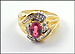 Rubellite Tourmaline and Diamond Ring in 14K Yellow Gold THUMBNAIL
