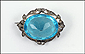 Blue Glass Stone Pin in Sterling Silver THUMBNAIL
