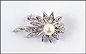 Pearl and Diamond Starburst Pin in White Gold THUMBNAIL