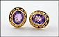 Omega Back Amethyst Earrings in 14K Yellow Gold THUMBNAIL