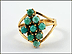 Turquoise Cluster Ring in 14K Yellow Gold THUMBNAIL