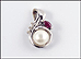 Pearl Pendant with Ruby and Diamond Accent in 14K White Gold THUMBNAIL