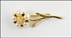 Pearl and Diamond Flower Pin in 14K Yellow Gold THUMBNAIL