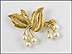 Pearl Leaf Style 1950s Pin in 14K Yellow Gold THUMBNAIL