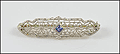 Sapphire Filigree Bar Pin in 14K White Gold THUMBNAIL