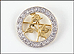Rose In Circle Of Diamonds Pin in Yellow Gold and Platinum THUMBNAIL