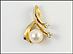 Pearl and Two Diamond Pendant in Yellow Gold THUMBNAIL