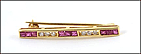 Ruby and Diamond Bar Pin in 14K Yellow Gold THUMBNAIL