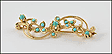 Multi Turquoise In S Shape with Flowers Pin in Yellow Gold THUMBNAIL
