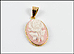 White Rose Cameo On Pink Pendant in 14K Yellow Gold THUMBNAIL