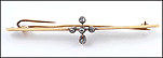 Five Diamond 1880s Bar Pin in 15K Yellow Gold THUMBNAIL