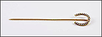 Pearl Horseshoe Stick Pin in 14K Yellow Gold THUMBNAIL